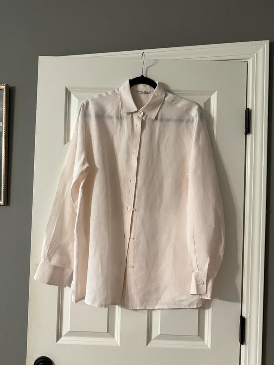 Loro Piana Tops - Loro Piana Pale Pink Silk Button-Down Shirt